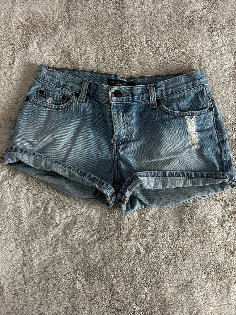 Vintage American Eagle Outfitters Light Wash Denim Roll-Cuff Shorts